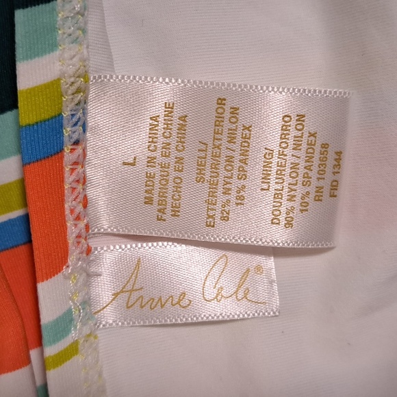 Anne Cole Mid Rise Bikini Swim Bottom Clear Water Stripe Print - Picture 8 of 9